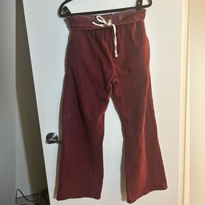 Brandy Melville Burgundy Fleece Sweatpants Cozy Wide Leg Lounge Pants